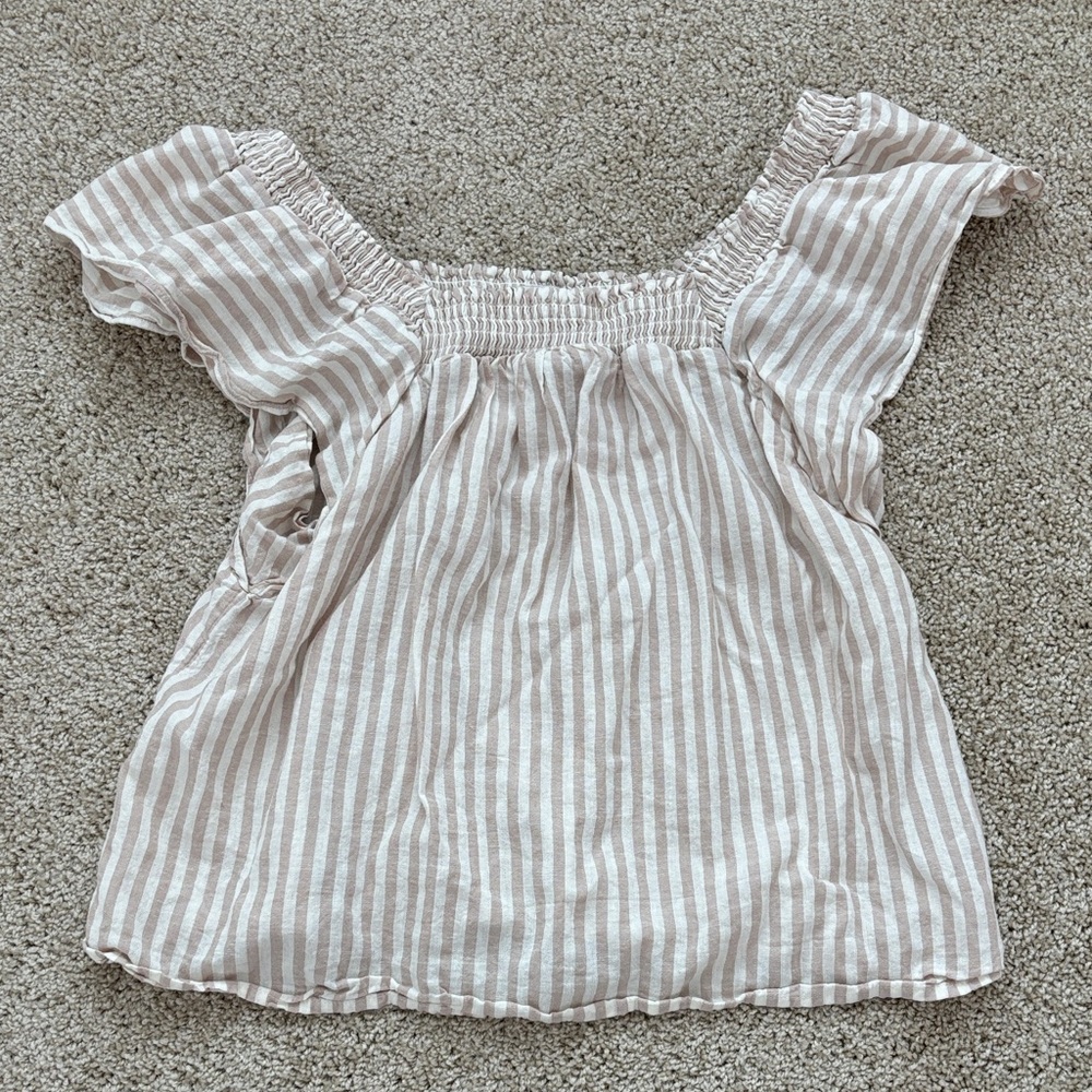 a new day Beige Striped Blouse